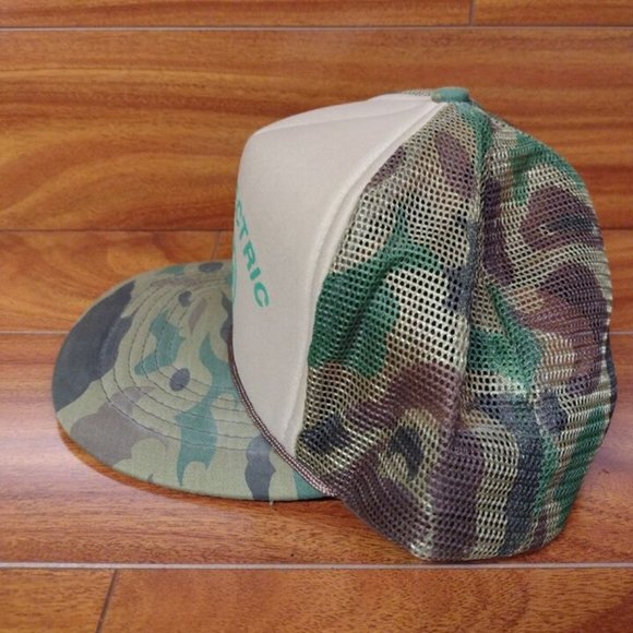 Vintage Kurz Electric Local Business Camouflage Trucker Cap Snapback Hat - Picture 4 of 8